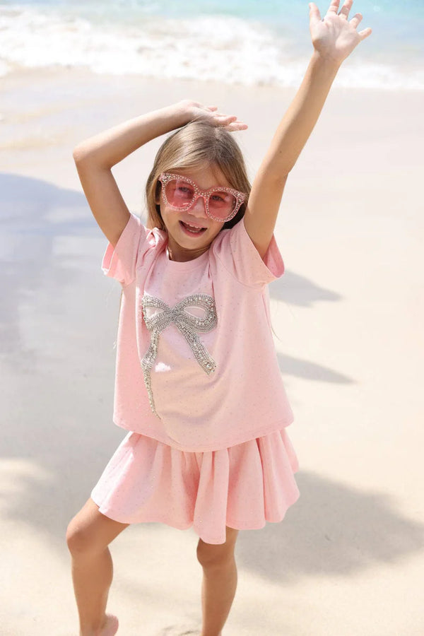 Crystal Bow Short Set- Pink