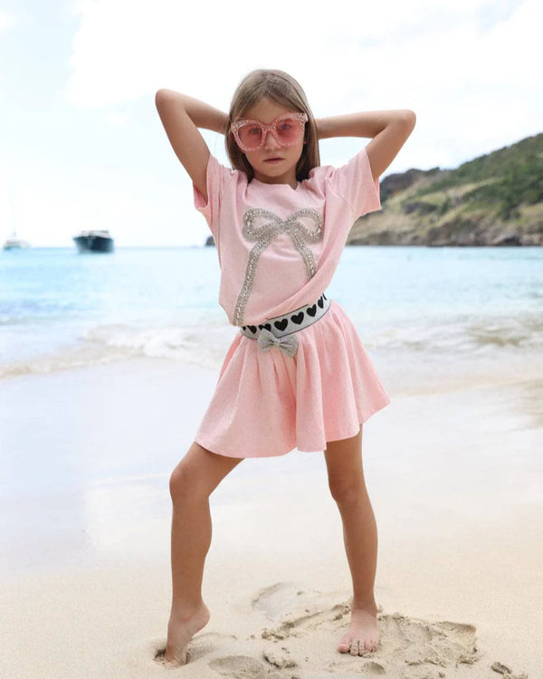 Crystal Bow Short Set- Pink