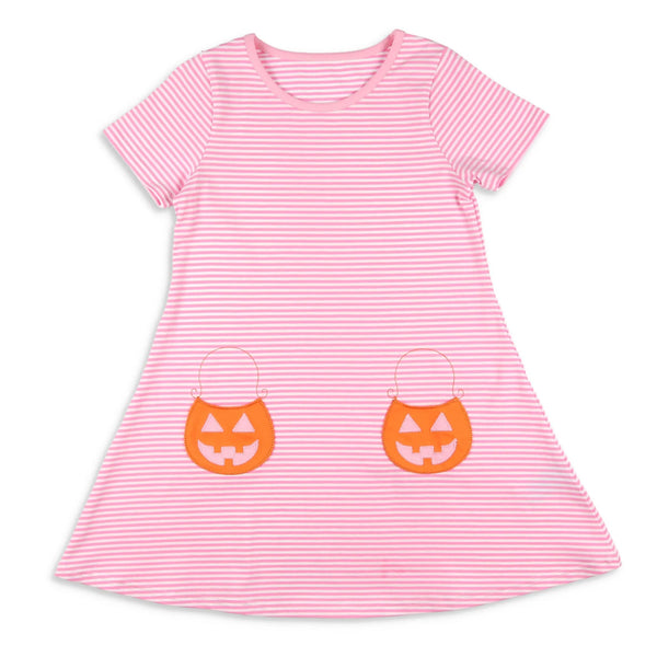 Pumpkin Pocket Dress- Pink Stripe