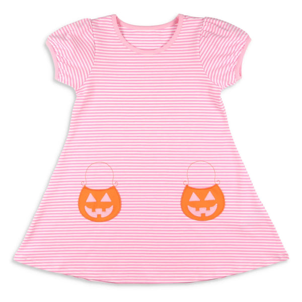 Pumpkin Pocket Dress- Pink Stripe