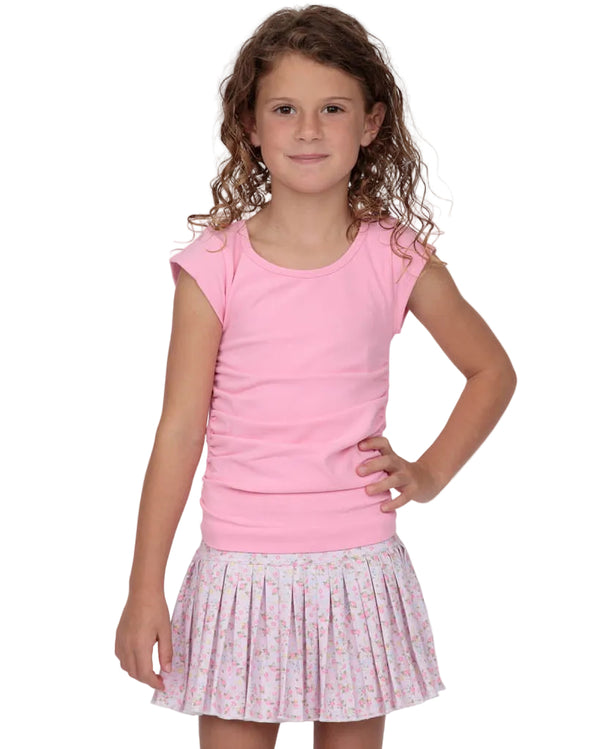 Pretty in Pink Flowers Mini Pleated Skort