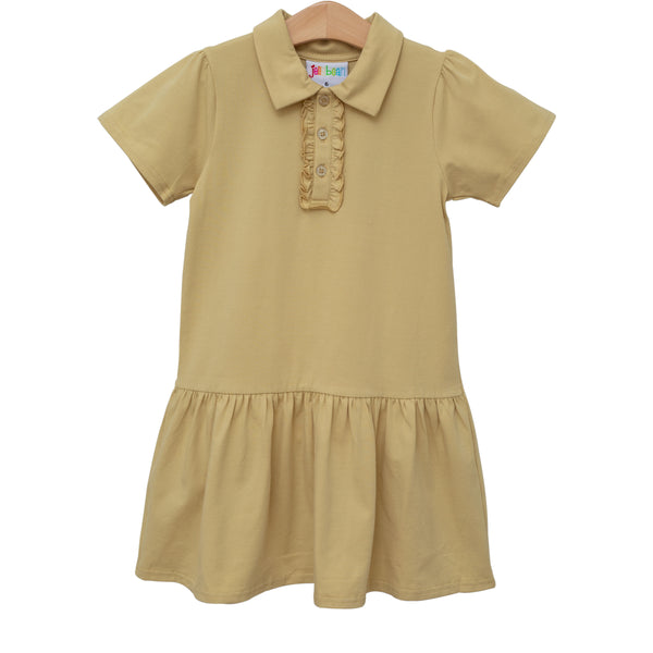 Ruffle Polo Dress- Khaki