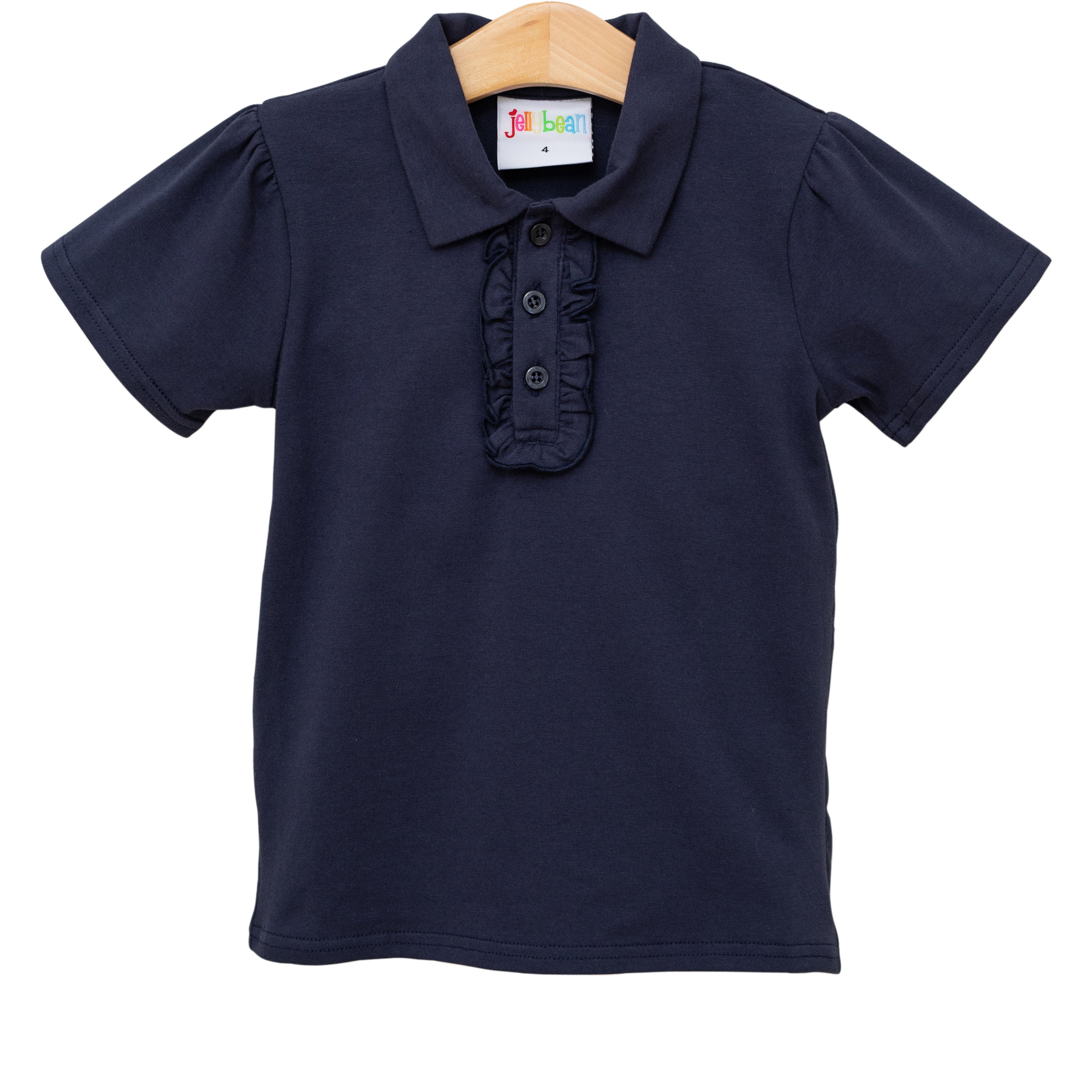 Rouffle Candy Ruffle Polo Top- Navy – Smock Candy