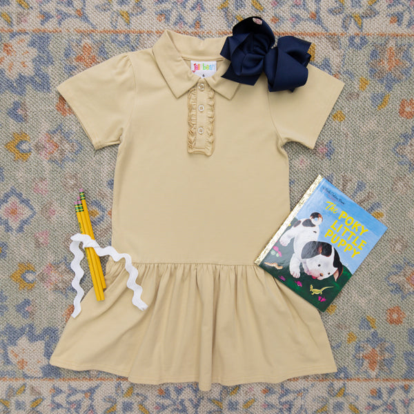 Ruffle Polo Dress- Khaki