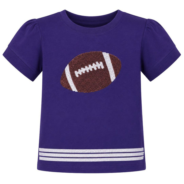 Sequin Football SS Holly Shirt- Purple