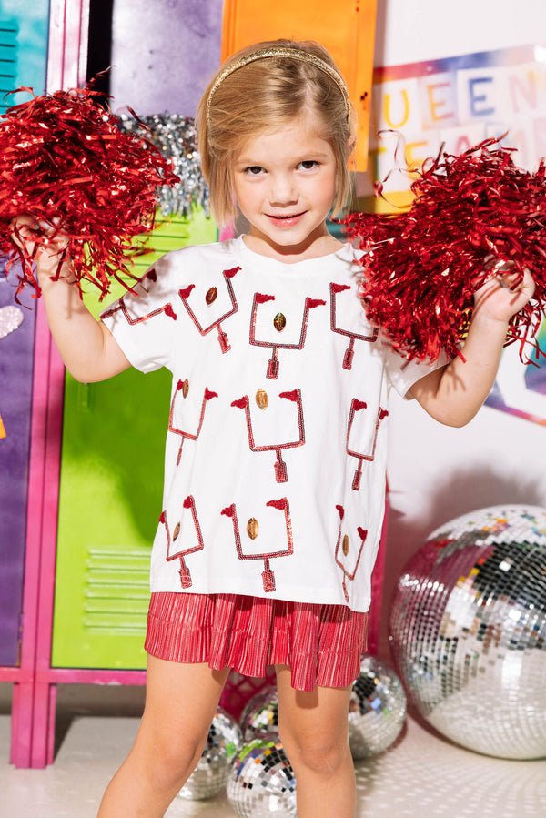 Red/Silver Pleat Swing Shorts