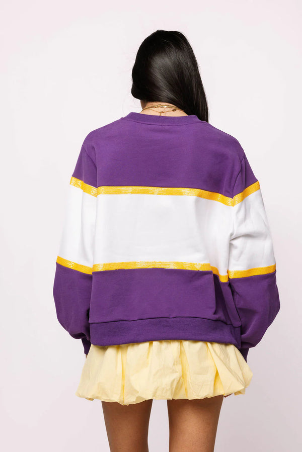 Licensed LSU Color block Jewel Letter Sweatshirt- (Women's)