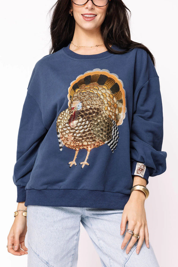Navy Big Turkey Sweatshirt- (Women's)