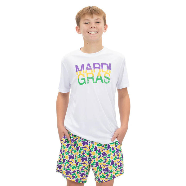 Mardi Gras Distressed White Dri-Fit Shirt