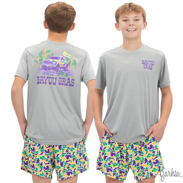 Mardi Gras Swamp Truck Grey Dri-Fit Shirt