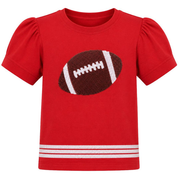 Sequin Football SS Holly Shirt- Red