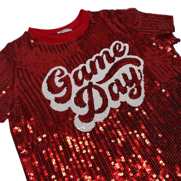 Game Day Sequin Top- Red/White