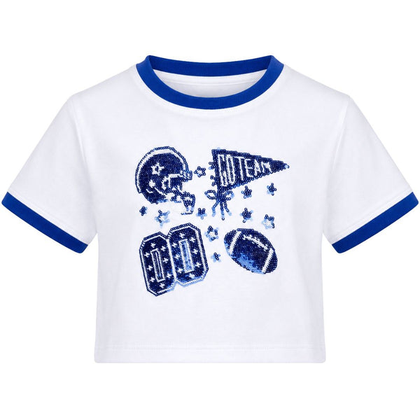 Sequin Football Elements Boxy T- Royal