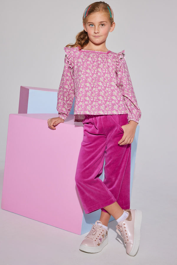 Adams Top- Roland Floral Fuchsia