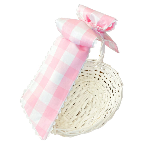Pink Buffalo Check W/ Ric Rac Basket Bow