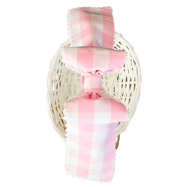 Pink Buffalo Check W/ Ric Rac Basket Bow