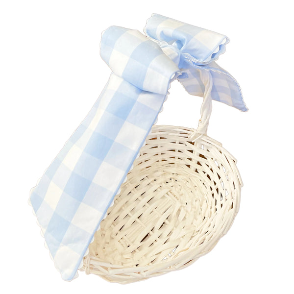 Blue Buffalo Check W/ Ric Rac Basket Bow