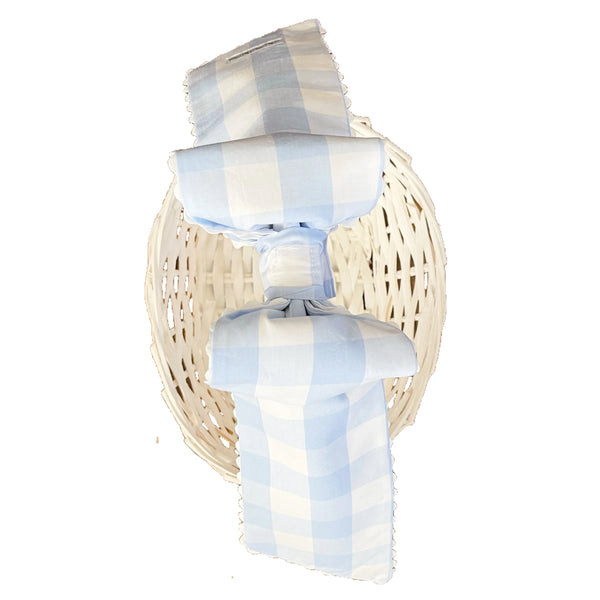 Blue Buffalo Check W/ Ric Rac Basket Bow