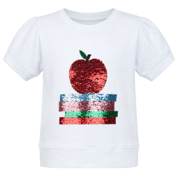 Sequin Apple SS Holly Shirt- White