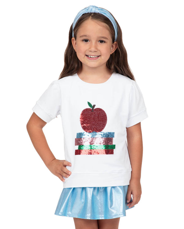 Sequin Apple SS Holly Shirt- White