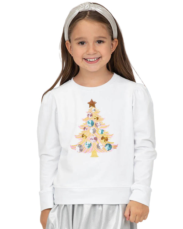 Sequin Christmas Tree Holly- White