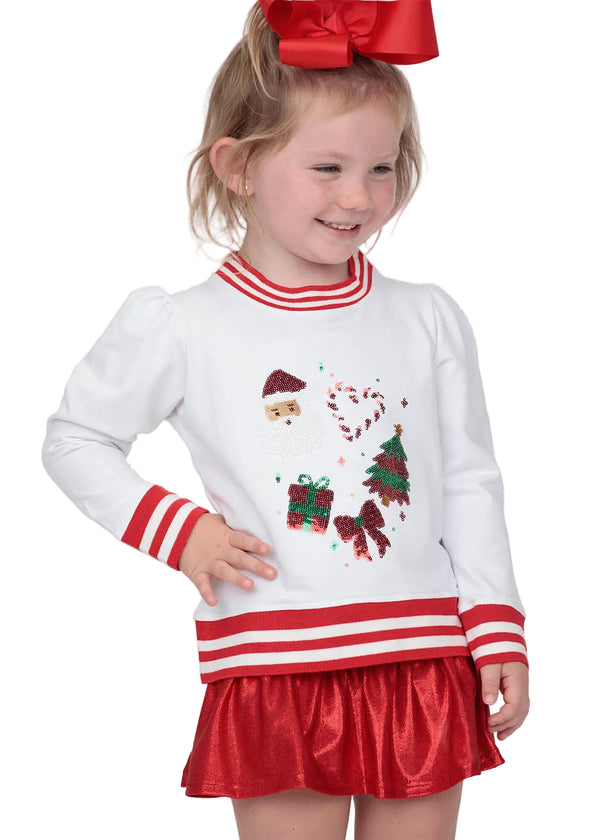 Sequin Christmas Elements Holly- White