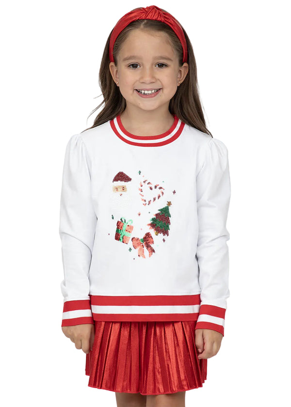 Sequin Christmas Elements Holly- White