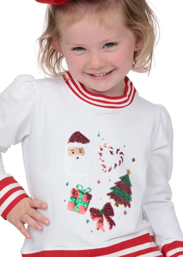 Sequin Christmas Elements Holly- White