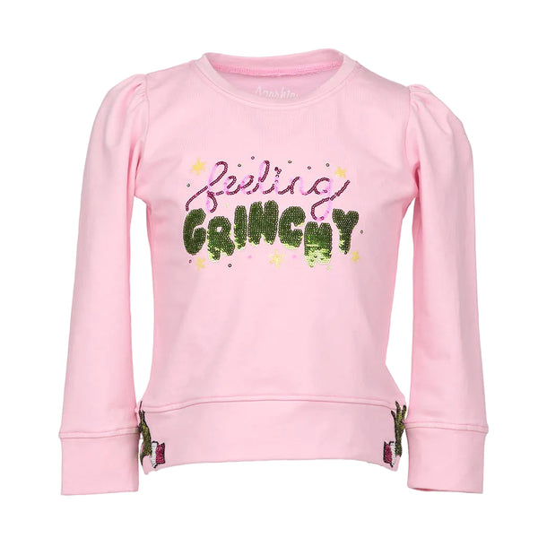 Sequin Feeling Grinchy Holly- Pink