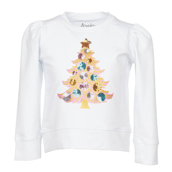 Sequin Christmas Tree Holly- White
