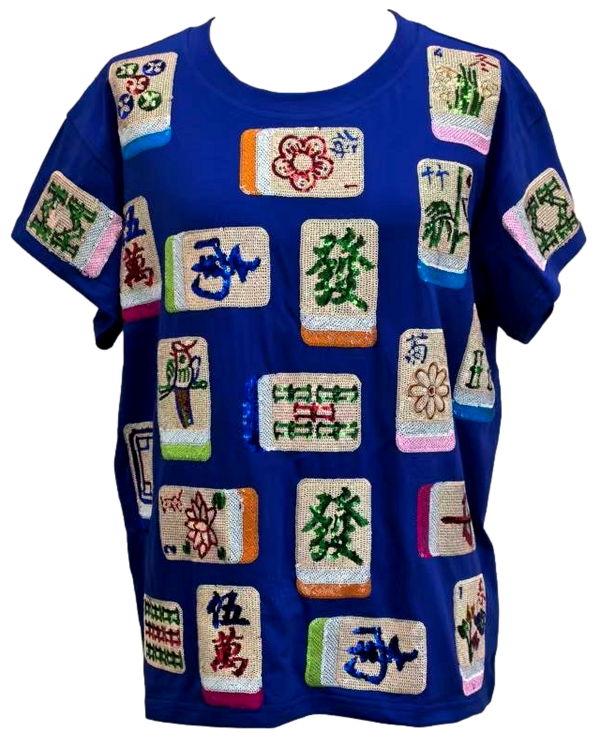 Royal Blue Mahjong Tile Tee- (Women's)