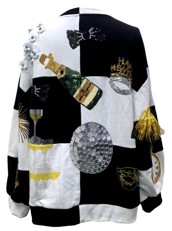 Black & White Checkered Nye Icon Sweatshirt- (Women's)