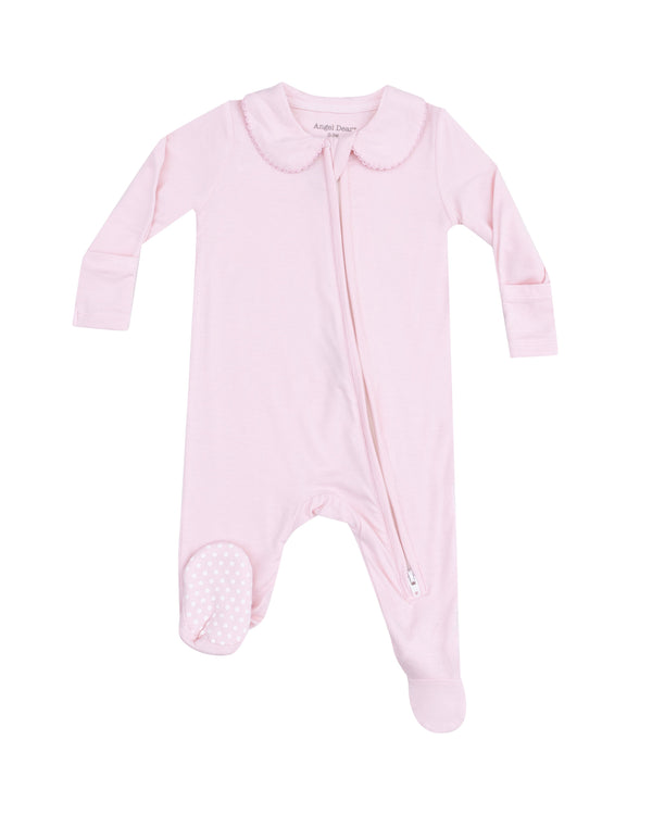Solid Pink Peter Pan 2 Way Zipper Footie