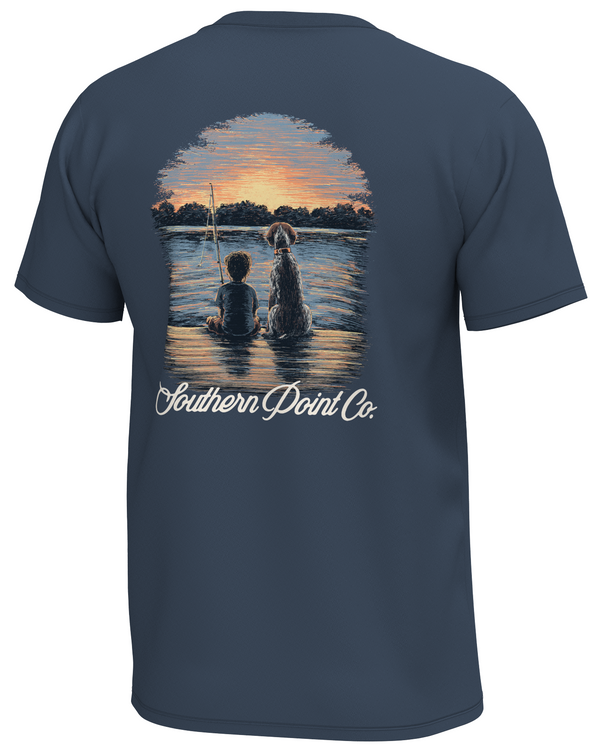 Youth Boy And His Dog Tee- Deep Water
