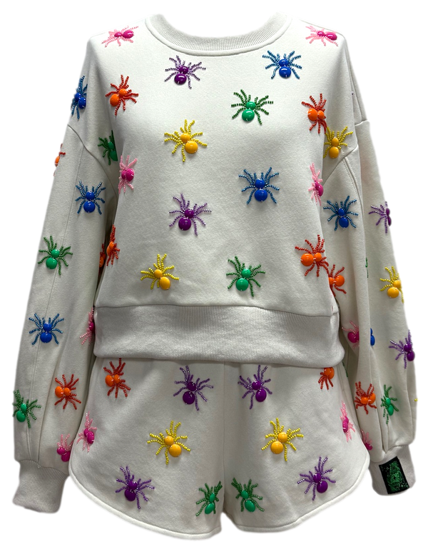 Ivory Multi Beaded Spider Sweatshirt- (Women's)