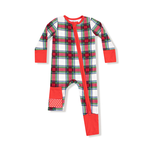 Holiday Plaid 2 Way Zipper Romper