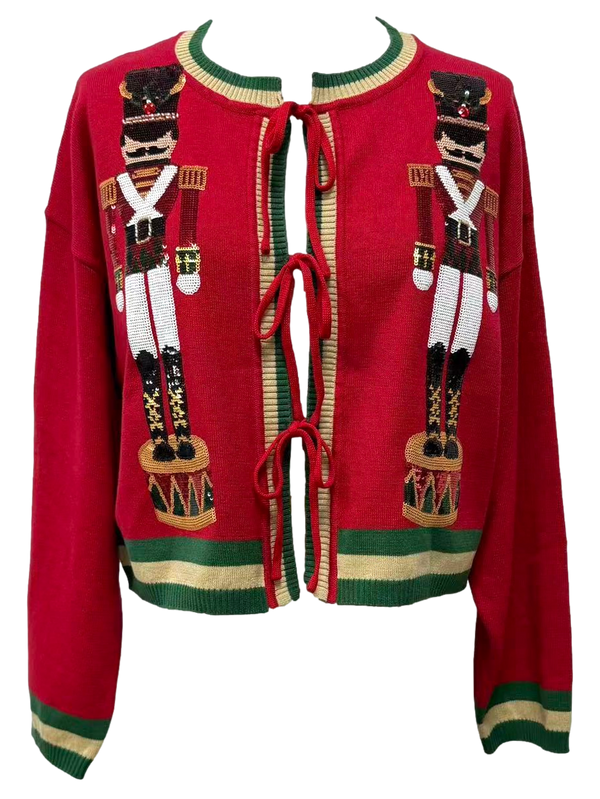 Red & Green Nutcracker Cardigan- (Women's)