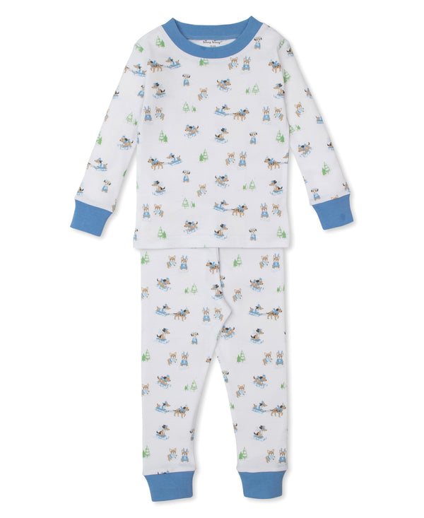 Puppy's Sleigh Riding Fun Pajama Set- Blue