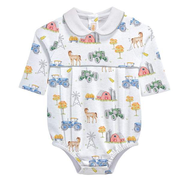Tractor Farm Printed Bubble W/ Round Collar