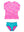 Scallop Hem Rash Guard 2-Piece- Neon Pink Colorful Hearts