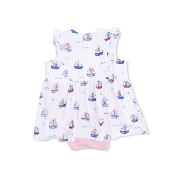 Bubbly Sailboats Ruffle Bodysuit Dress