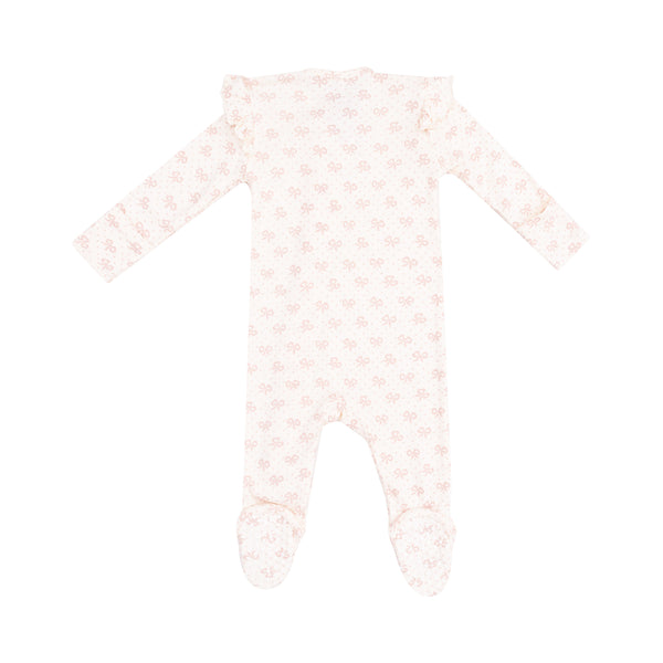 Vintage Mini Bows 2 Way Ruffle Zipper Footie