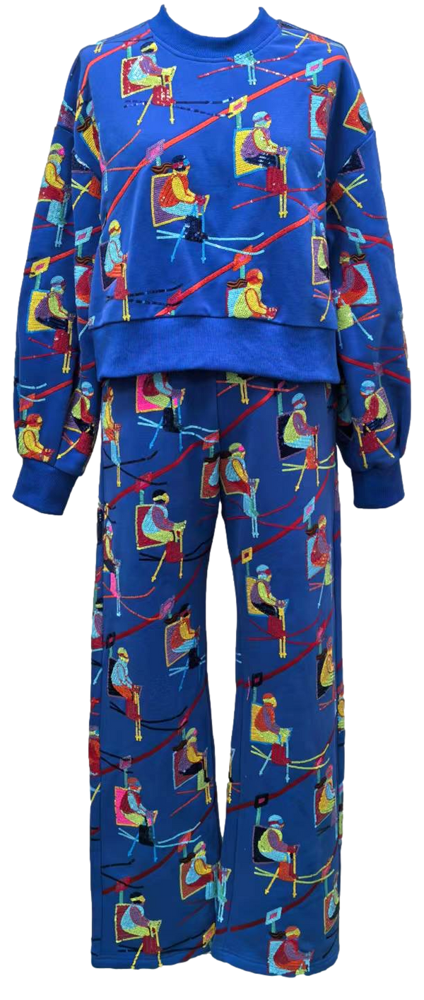 Royal Blue Ski Lift Sweat Pant- (Women's)