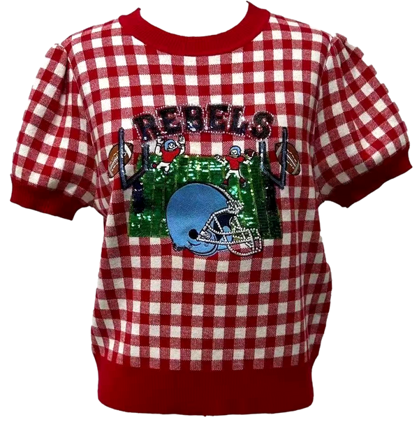 Licensed Ole Miss Gingham Field, Players & Helmet Sweater