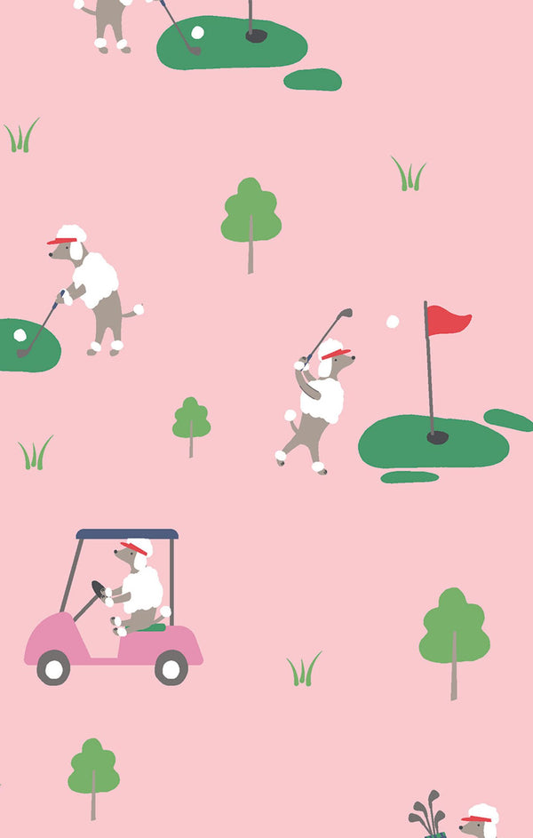 Dog Gone Golf S/S Loungewear Set- Light Pink/Green