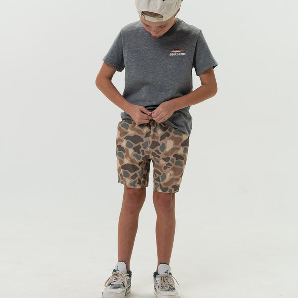 Youth Athletic Short- Pintail Camo- Grey Liner