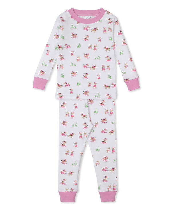 Puppy's Sleigh Riding Fun Pajama Set- Pink