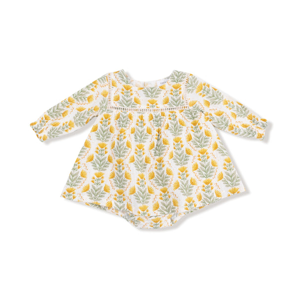 Winter Dandelions L/S Bubble W/ Skirt- Ivory/Yellow