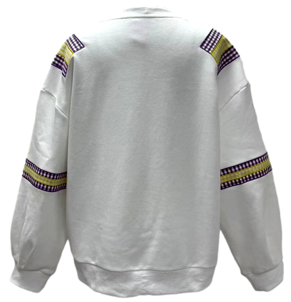 Licensed LSU Gingham Words Jersey Sweatshirt- (Women's)