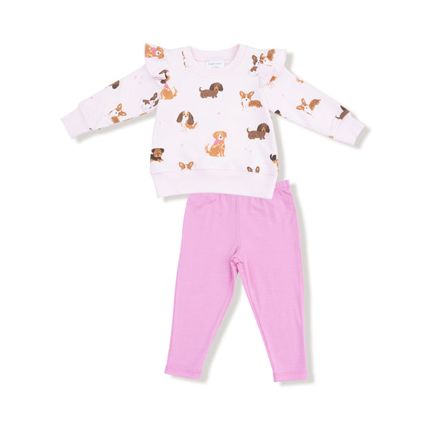 Best Friend Dogs French Terry Ruffle Sweatshirt W/ Legging